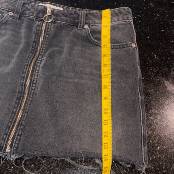 Free People Black Faded Distressed Denim Skirt - Picture 3 of 6